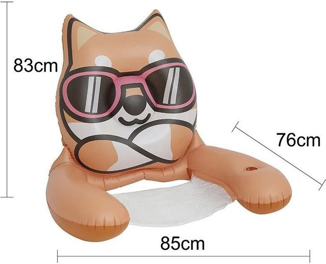 CatXaa Aufblasbare Tiere Schwimmtiere mit Netzsitz braun 6-12 Jahre - Bild 1