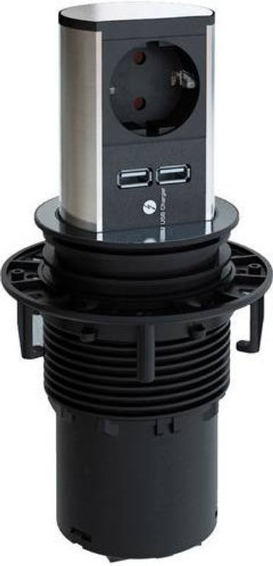 Bachmann ELEVATOR Steckdosenleiste mit USB-A Anschlüssen in Schwarz aus eloxiertem Aluminium - Bild 2