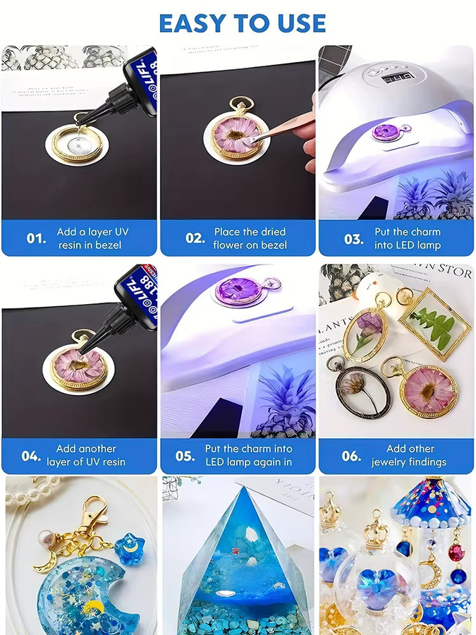 LOOLIFL UV-Epoxidharz Set transparentes Flüssig-Resin für Schmuckherstellung und Dekoration - Bild 6