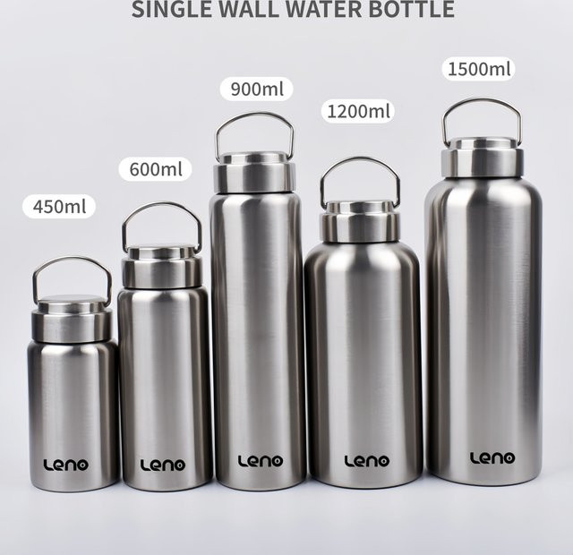 Leno Edelstahl Sport-Wasserflasche aus Metall in Silber, 400 ml - Bild 1