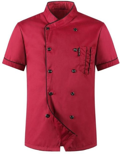 Kochjacke für Damen und Herren in Rot, Kurzarmhemd für Küche und Restaurant, Größe XL - Bild 1