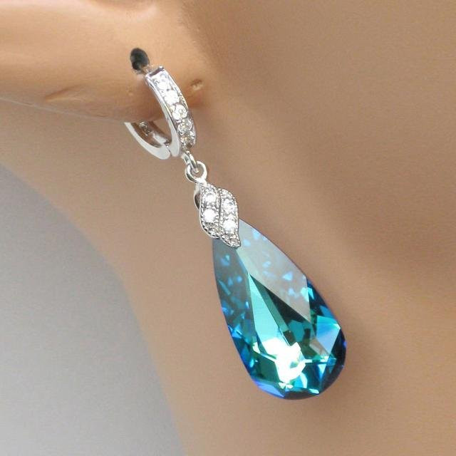 Wucifang Jewelry Ohrringe mit Anhänger, hellblauer Kristall, Damen - Bild 1