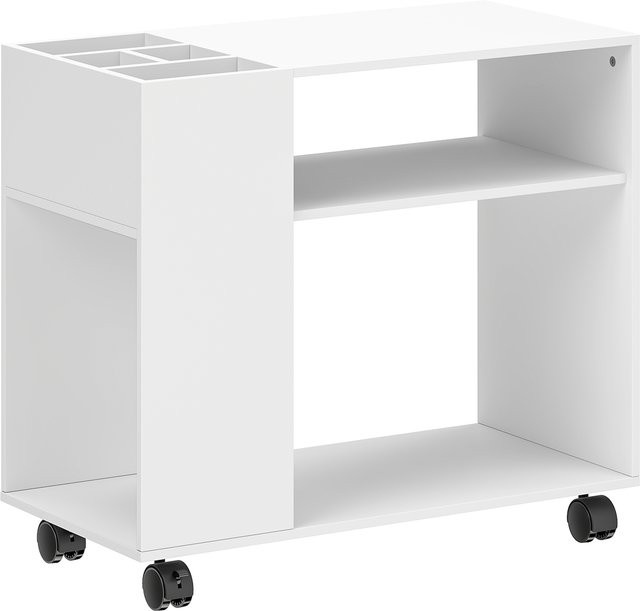 HOMCOM Druckerständer mit Rollen und Ablageflächen in Weiß, B/T/H: 70 x 34 x 60 cm - Bild 1