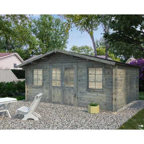 PALMAKO Blockbohlenhaus Klara aus Holz in Grau, B/H/T: 518 x 245 x 360 cm - Bild 2
