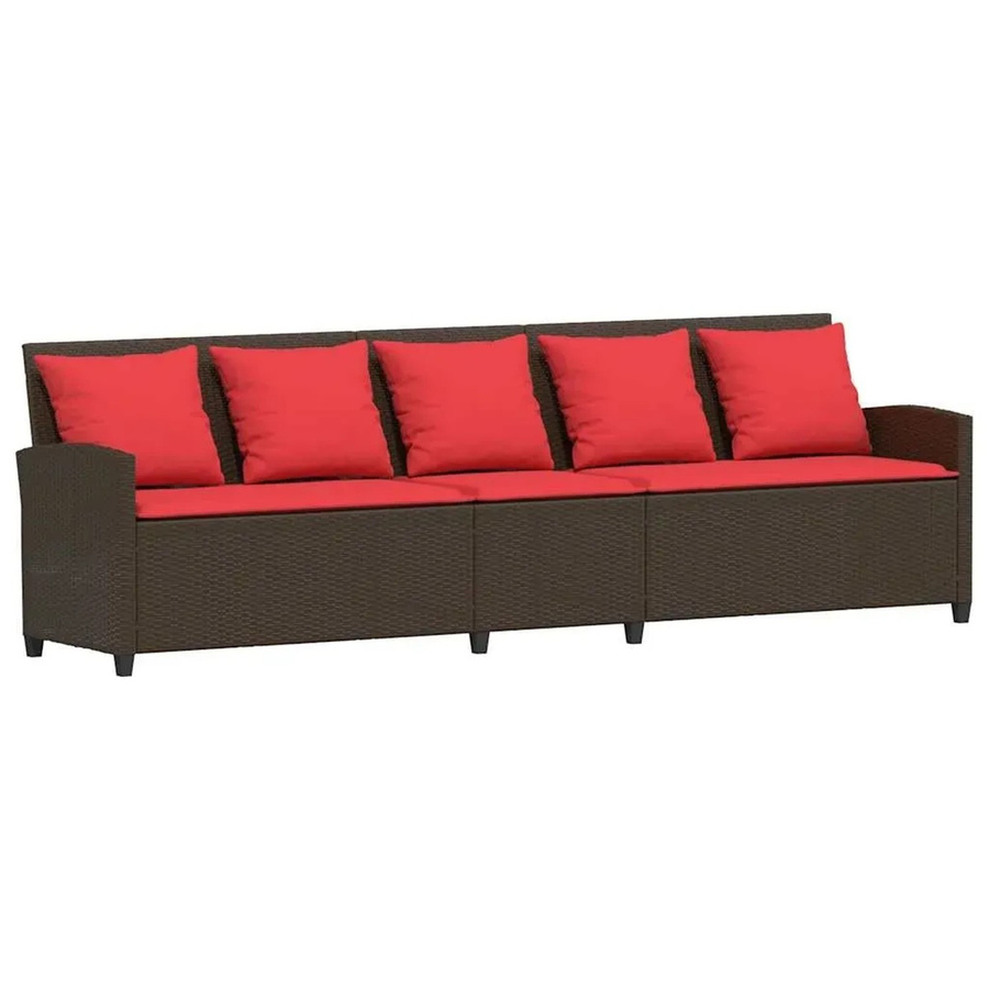 vidaXL Gartensofa 5-Sitzer aus Polyrattan in Braun mit Kissen und UV-beständigen Polstern - Bild 2