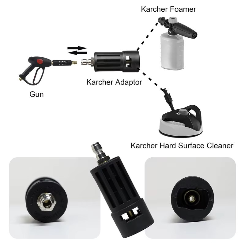 Karcher Hochdruckreiniger-Adapter 1/4 Quick Connect in Schwarz und Grau, kompatibel mit Karcher Power Washer Zubehör für Pistole und Schlauch - Bild 5