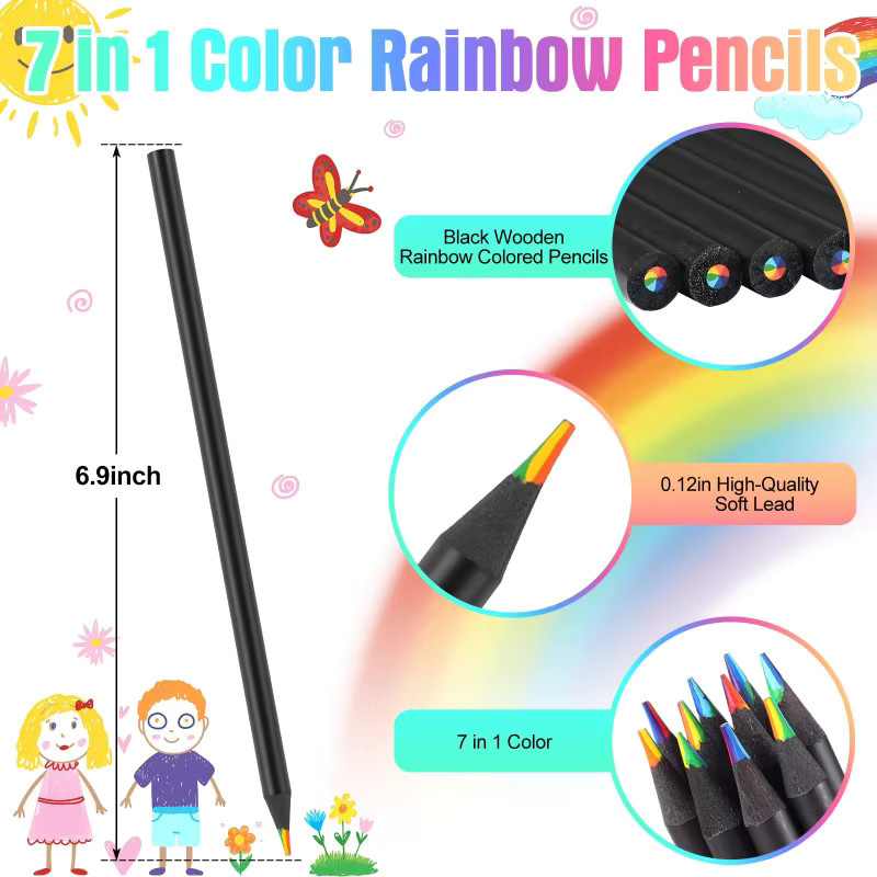 10 Stück 7-in-1 Regenbogenstifte für Kinder in Multicolour zum Malen, Zeichnen und Skizzieren - Bild 4