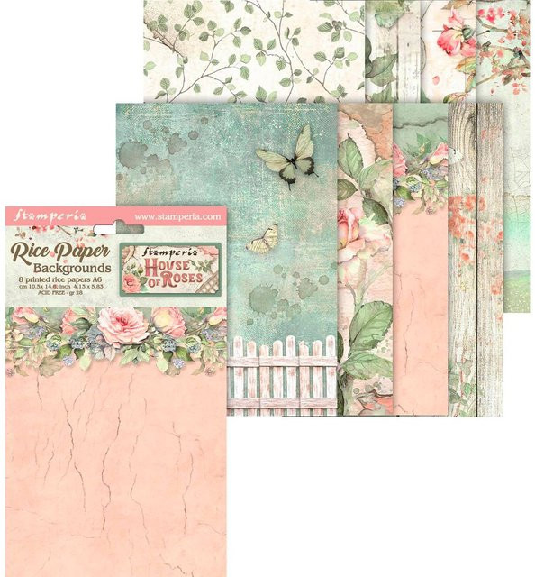 Stamperia Motiv-Strohseide House of Roses in Multicolour, A6 - Bild 1