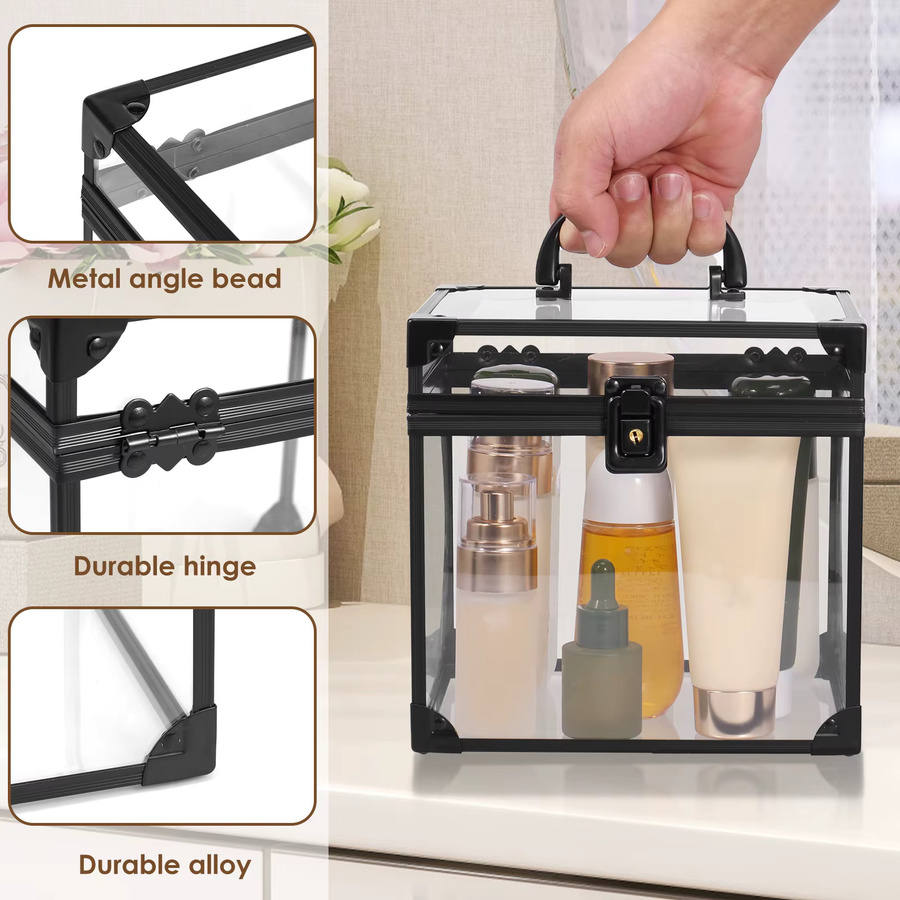 Willstar Organizer-Box aus Acryl mit Schloss und Griff, transparent/schwarz, B: 19,0 cm, T: 20,0 cm - Bild 5