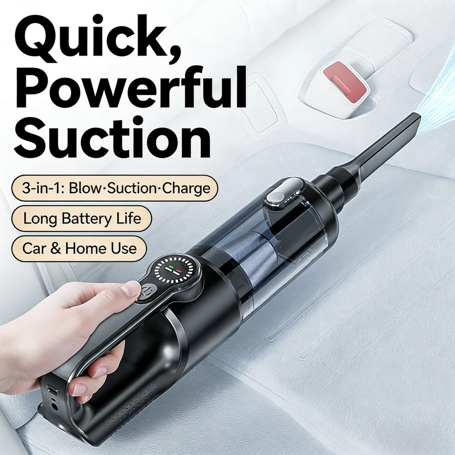 SUITU Kabelloser Handstaubsauger für das Auto mit Ein-Knopf-Staubentleerung und hoher Saugkraft in Schwarz und Grau - Bild 3