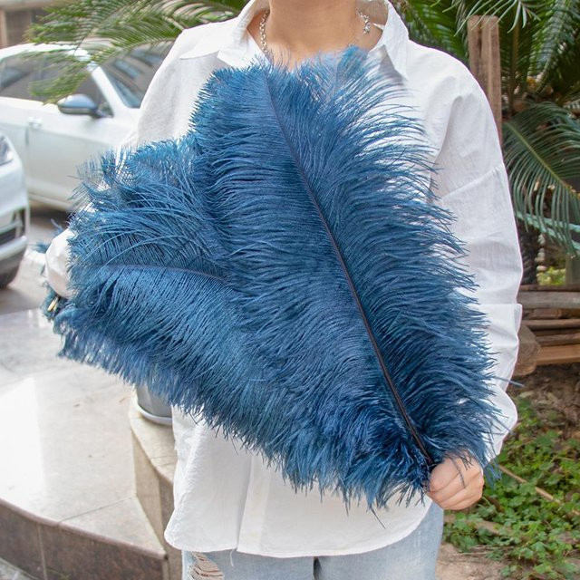 10er Pack Straußenfedern von XQ We Wantice in Navy Blau für DIY Bastelarbeiten, Hochzeitsdekoration und Karneval, Größe: 15-60 cm - Bild 1
