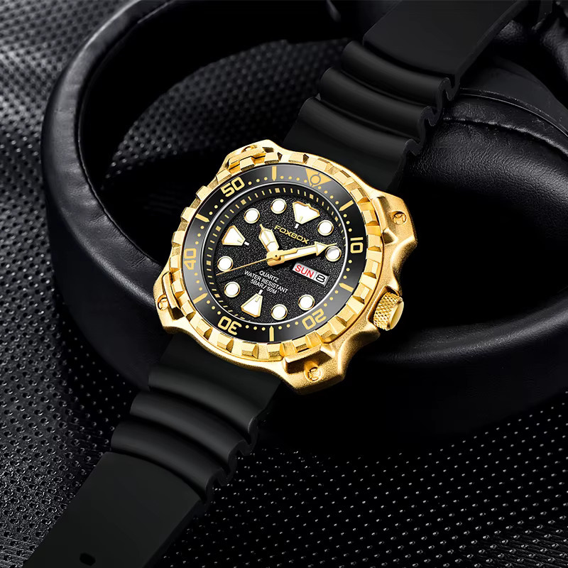 FOXBOX Armbanduhr, Quarz, Silikon, Schwarz, Herren - Bild 5