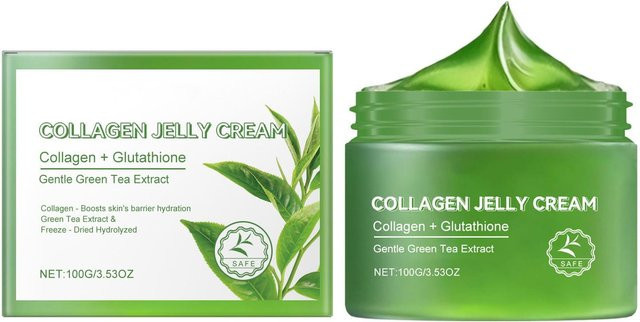 Nijuichi Grüner Tee Collagen Jelly Cream, Feuchtigkeitscreme für das Gesicht, Trockene Haut - Bild 1