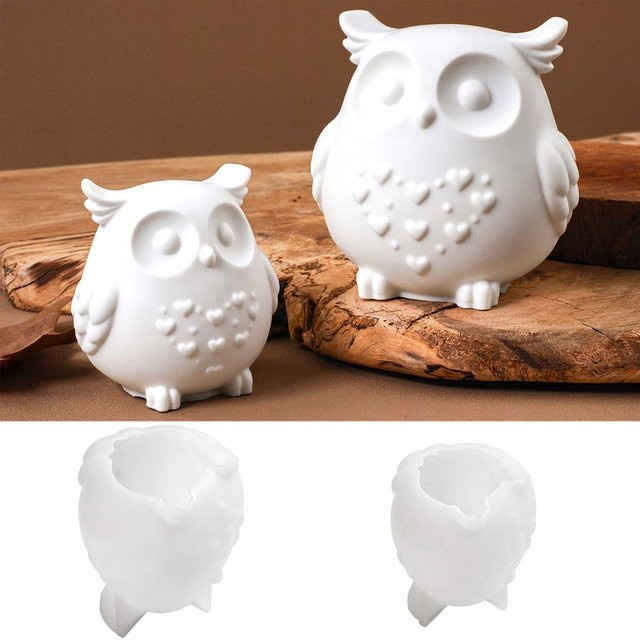 UDOCOOL 3D Liebes-Eulen-Silikonform in Weiß für DIY Kerzen, Seife, Gips und Harz - Bild 1