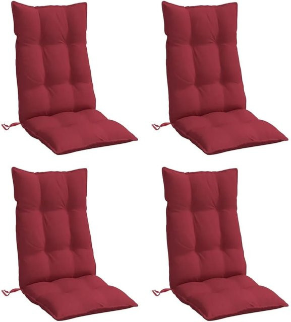 vidaXL Hochlehner-Auflagen 4er-Set Weinrot aus wasserabweisendem Oxford-Gewebe, B/H: 50 x 120 cm - Bild 1