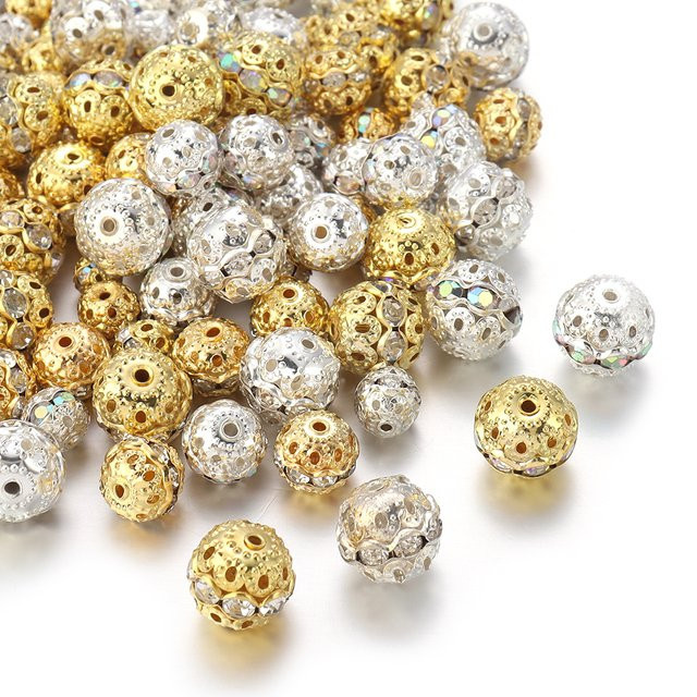 louleur Strass-Kugelperlen, Metallkristall, hohle Perlen, Unisex - Bild 1