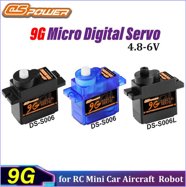 DSpower 9G Digital Micro Servo, 1,2 kgf.com Drehmoment, für RC Car 450 Helicopter Airplane Mini Q Robot Axial WLtoys SCX24 K999 - Bild 1