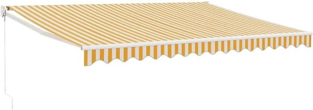 vidaXL Einziehbare Markise aus Aluminium und Polyester in Gelb und Weiß, B: 4,5 m, T: 3,0 m - Bild 1