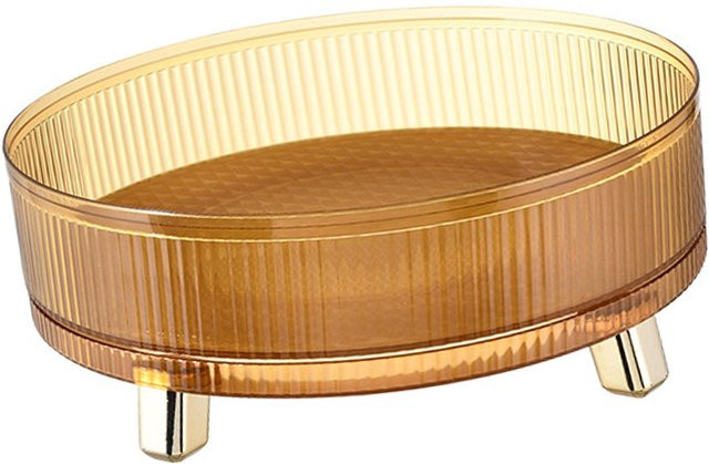 KONNWEI Aufbewahrungs-Drehteller 360 Grad drehbar, rutschfestes Organizer-Tablett für Schreibtisch, Kosmetik oder Gewürze in Gold Bernstein - Bild 1