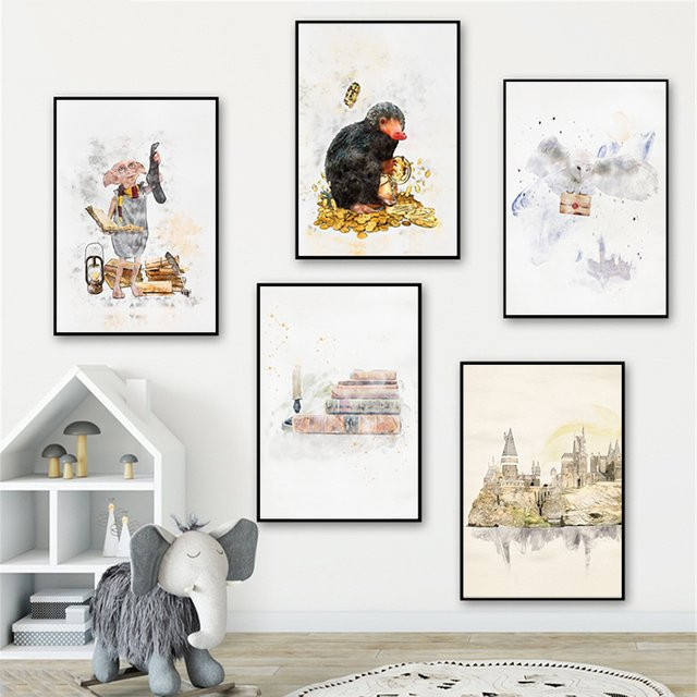 MINISO Leinwand Kunstdruck Fantasy Zauberstab Aquarell Wandbild für das Kinderzimmer in Mehrfarbig - Bild 1