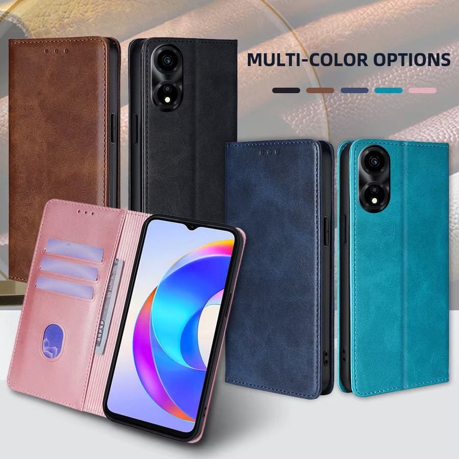 Magnetische Leder-Schutzhülle für Honor X5 Plus X7 X7A X8A X9A X10 X8 X6 X6S X9 5G mit Kartenfächern in Blau oder Braun - Bild 6