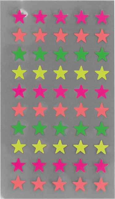 Rico Design Paper Poetry Sticker Sterne in Neonfarben, 4 Blatt, Durchmesser: 8 mm - Bild 1