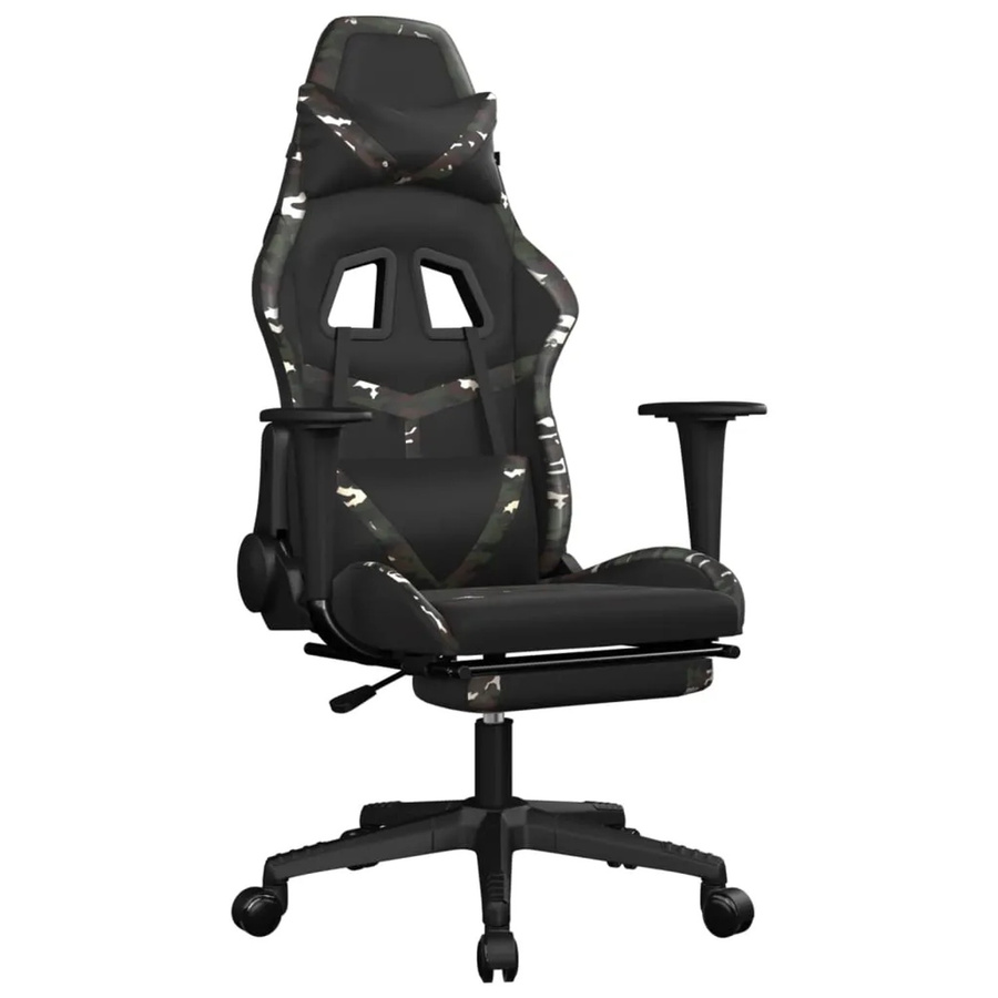 vidaXL Gaming-Stuhl Modell 3 in Schwarz und Multicolour aus Kunstleder mit Fußstütze und Kopfstütze - Bild 2