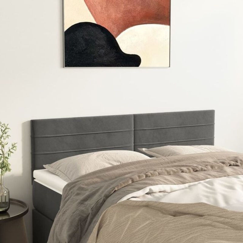 Vidaxl Kopfteile 2er Set aus Samt in Anthrazit Grau, Modernes Design, B/H: 72 x 78/88 cm, Tiefe: 5 cm - Bild 1