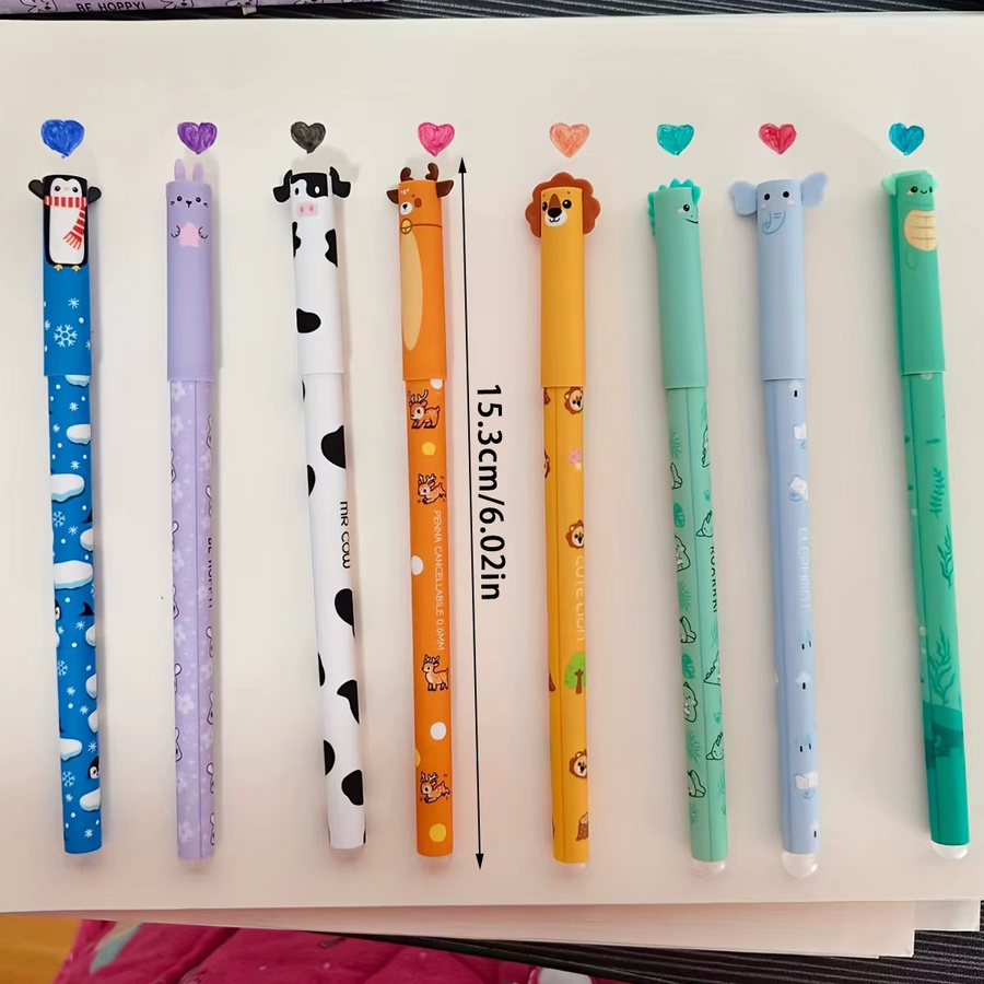 8 bunte löschbare Cartoon-Gelstifte mit 0,5 mm Spitze für Notizen und zum Markieren, Multicolor - Bild 2