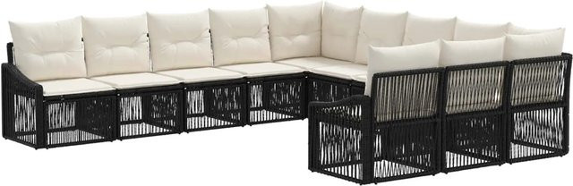 vidaXL Gartensofa-Set 11-tlg. in Schwarz aus Poly-Rattan mit Polsterung und Kissen in U-Form - Bild 1