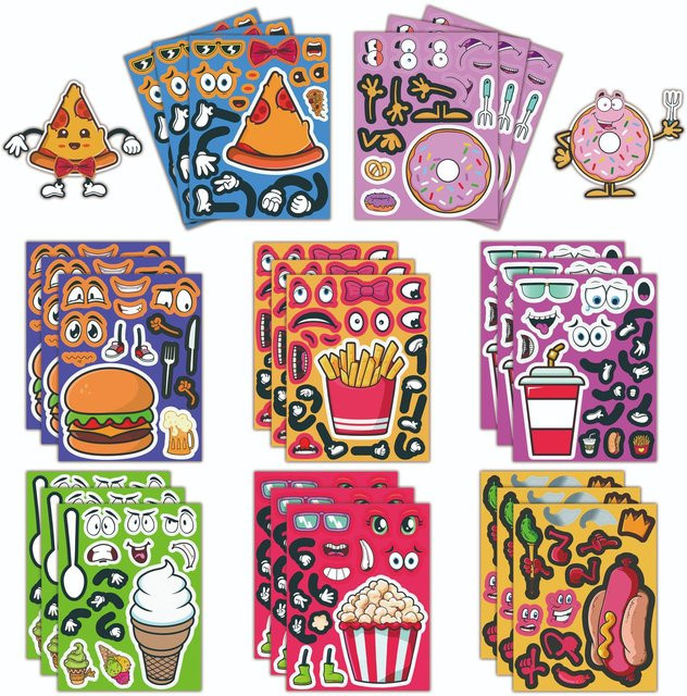 DIY Puzzle-Aufkleber Cartoon Burger Pommes Frites Essen, 8-teiliges Set - Bild 1