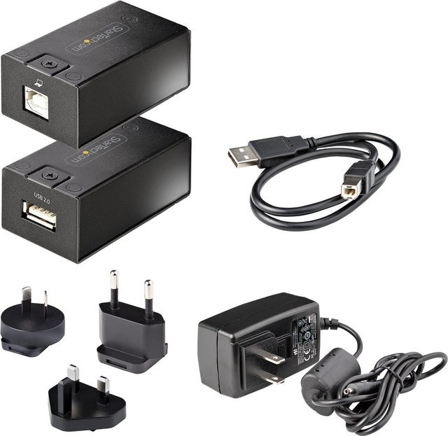 StarTech.com USB 2.0 Extender über Ethernet Cat5e/Cat6/RJ45 Kabel, USB Verlängerung über LAN, Schwarz, C15012-USB-EXTENDER - Bild 1