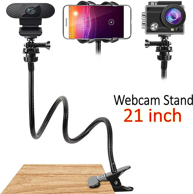 Shunmaii Flexibler Webcam-Ständer mit Schwanenhals-Klemmclip in Schwarz für GoPro und Logitech sowie Smartphones - Bild 1