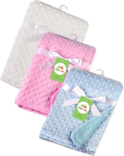 Multifunktionale Baby-Decke mit Mütze aus weichem Fleece für Neugeborene, Weiß/Rosa - Bild 1