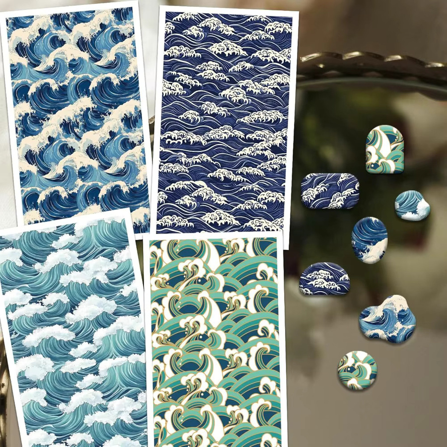 24er Set Transferpapier für Polymer-Ton mit Ozeanmuster in Blau, 4 verschiedene Designs für Sommer-Kreationen - Bild 4