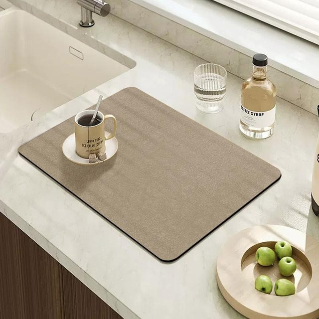 Yiran Furniture Küchen-Abtropfmatte aus Kieselgur, absorbierend und schnelltrocknend, beige, B/T: 40 x 30 cm - Bild 1