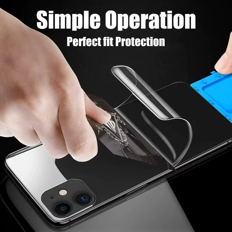 4er-Pack Hydrogel-Schutzfolien für Apple iPhone 11 12 13 14 15 Pro Max und Plus, Vollabdeckung für Display und Rückseite, transparent - Bild 3