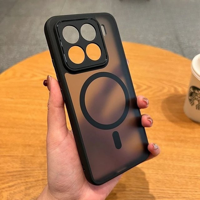 Transparente MagSafe Schutzhülle für Xiaomi 17 Pro Max und 15T Pro aus mattem Acryl und Hard PC in Schwarz - Bild 1