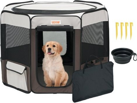 VEVOR Faltbarer Welpenlaufstall aus 600D Oxford-Gewebe für kleine und mittelgroße Haustiere, B/T/H: 91,4 x 91,4 x 58,4 cm - Bild 1