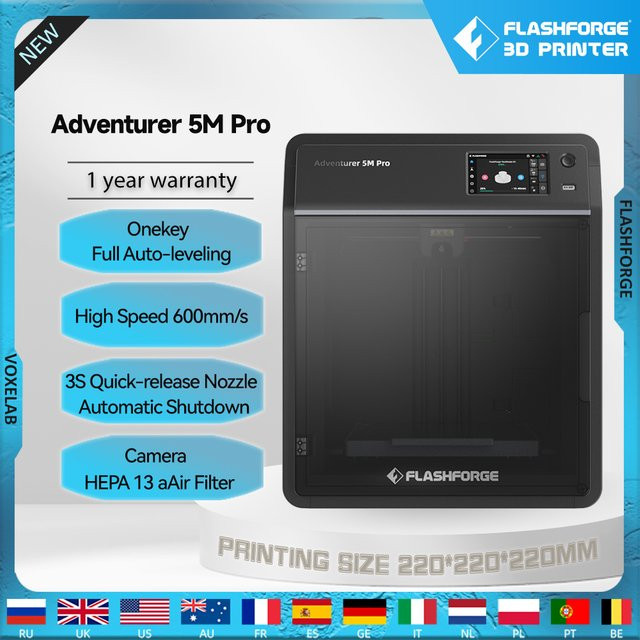 Flashforge Adventurer 5M Pro FDM 3D-Drucker mit Hochgeschwindigkeits-Vollautomatik-Nivellierung, direktem Extruder und Kamera zur automatischen Abschaltung - Bild 1