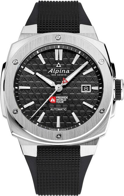 Alpina Herrenuhr Automatik, Edelstahl, 41 mm, Schwarz, Kautschuk, 20 ATM - Bild 1