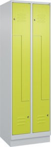 C+P Z-Spind Classic PLUS mit Sockel, 4 Fächer, Zylinderschloss, Grau/Grün, H x B x T: 195 x 60 x 50 cm - Bild 1
