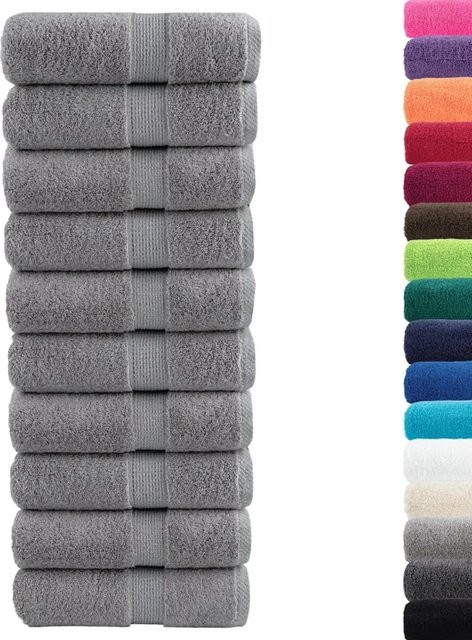 vidaXL Premium-Gästetücher SOLUND, 10 Stück, Grau, Baumwolle, B/H: 30 x 50 cm, 600 g/m² - Bild 1