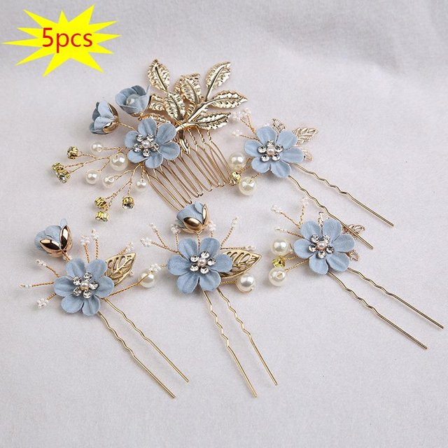 YULIN Haarschmuck Set, Blume, Perlen, Damen - Bild 1