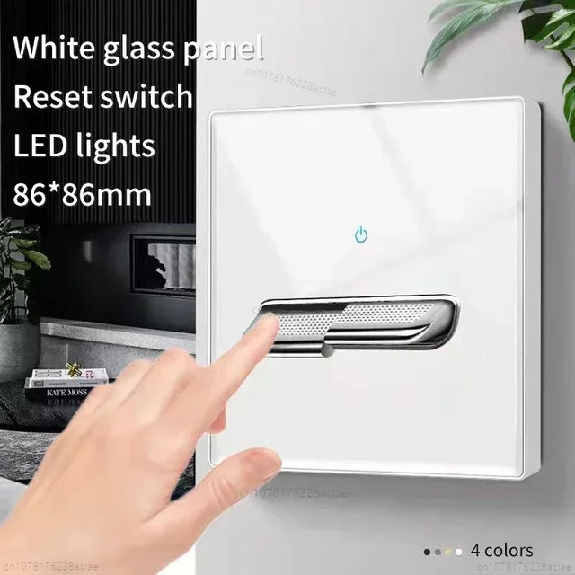 Weißes Wand-Schalterpanel aus gehärtetem Glas mit LED, Retro-Kippschalter und USB-Steckdose in EU- und UK-Standard - Bild 1