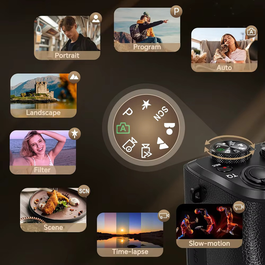 AMORUS 8K Digitalkamera in Schwarz mit 88 MP, Dual-Objektiv, Autofokus, WiFi und 16-fachem Digitalzoom als kompakte Vlogging-Reisekamera mit Touchscreen - Bild 3