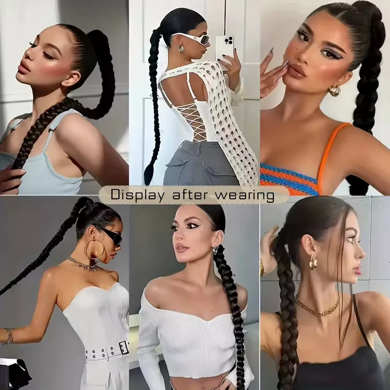 Haarverlängerung Clip-in Pferdeschwanz, schwarz, synthetisch, Damen - Bild 5
