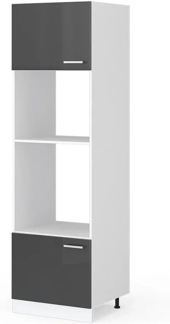 Vicco Mikrowellenschrank R-Line Küchenregal in Anthrazit Hochglanz und Weiß, B: 60 cm, T: 57,2 cm, H: 207 cm - Bild 1
