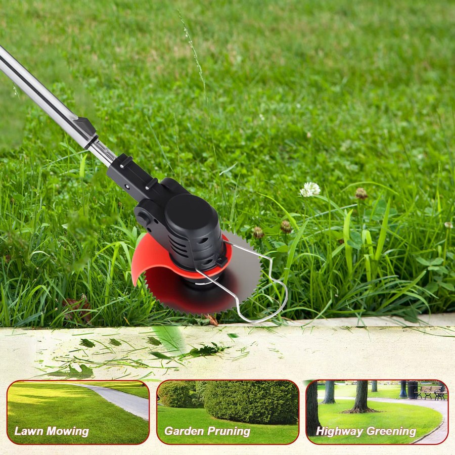 Podofo Kabelloser Elektrischer Unkrautentferner und Rasentrimmer mit 2 Akkus und höhen- sowie winkelverstellbarem Grasschneider für Garten und Heim - Bild 3