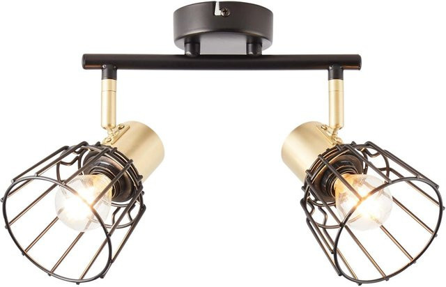 Brilliant Lampe Posca Spotrohr Deckenleuchte aus Metall in Schwarz Matt und Messing Gebürstet mit 2 E14 Fassungen für Tropfenlampen - Bild 1